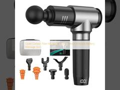 Quiet Carbon Fiber Massager Gun 5 Levels 4 Heads Battery Massage Gun