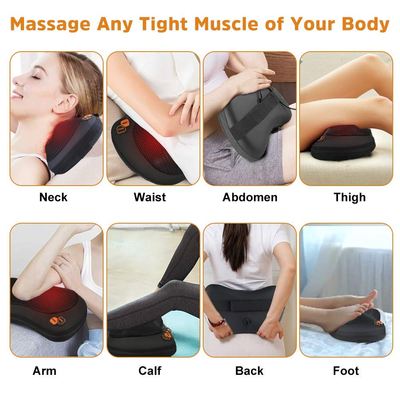 Βαθιά Γυρισμός 3D Shiatsu μαξιλάρι μασάζ με θερμότητα επαναφορτιζόμενο μαξιλάρι μασάζ
